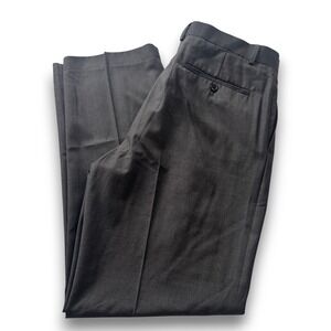 Lands End Mens Charcoal Gray Double Pleated Traditional Fit Dress Pants
